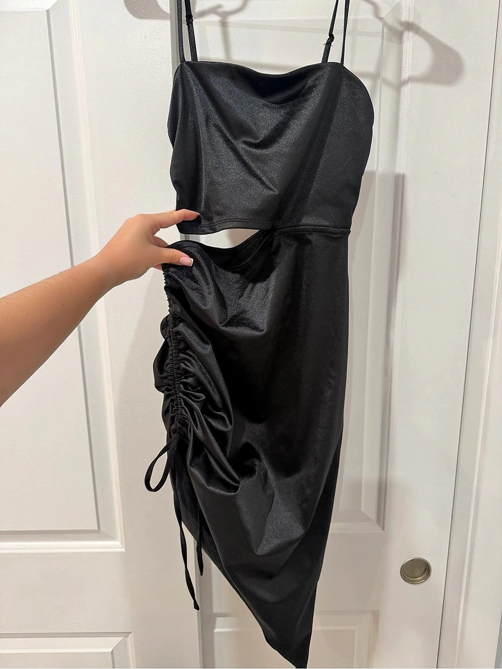 Forever 21 Black Asymmetrical Ruched Dress